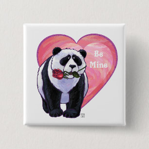 Panda Bear Valentine's Day Button