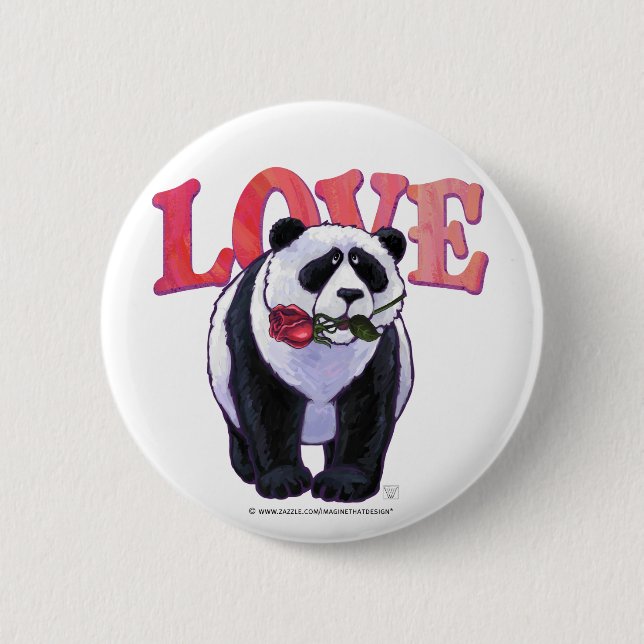 Panda Bear Valentine's Day Button (Vorderseite)