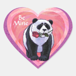 Panda Bear Valentine's Day Herz-Aufkleber