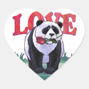 Panda Bear Valentine's Day Herz-Aufkleber