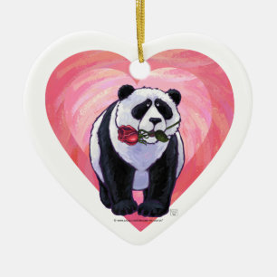 Panda Bear Valentine's Day Keramikornament