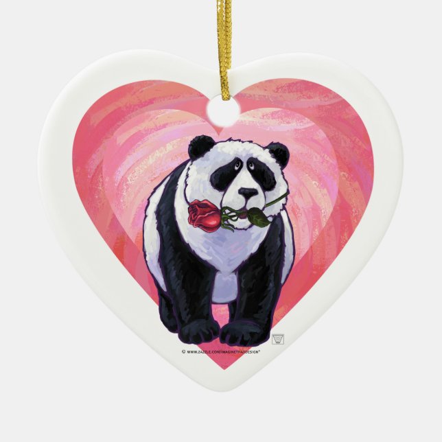 Panda Bear Valentine's Day Keramikornament (Vorne)