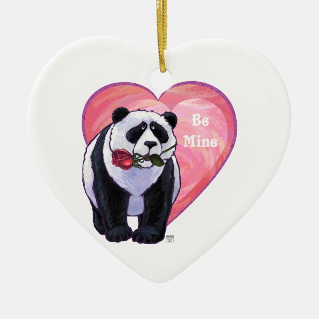 Panda Bear Valentine's Day Keramikornament (Vorne)