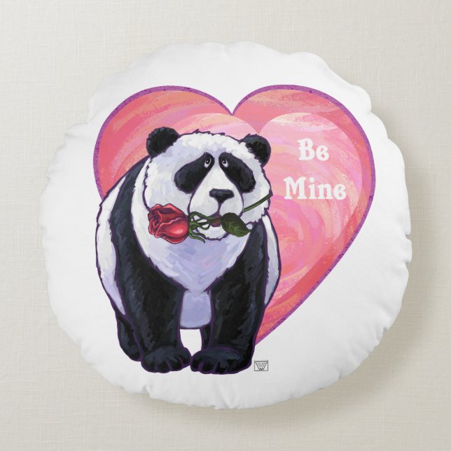 Panda Bear Valentine's Day Rundes Kissen (Vorderseite)