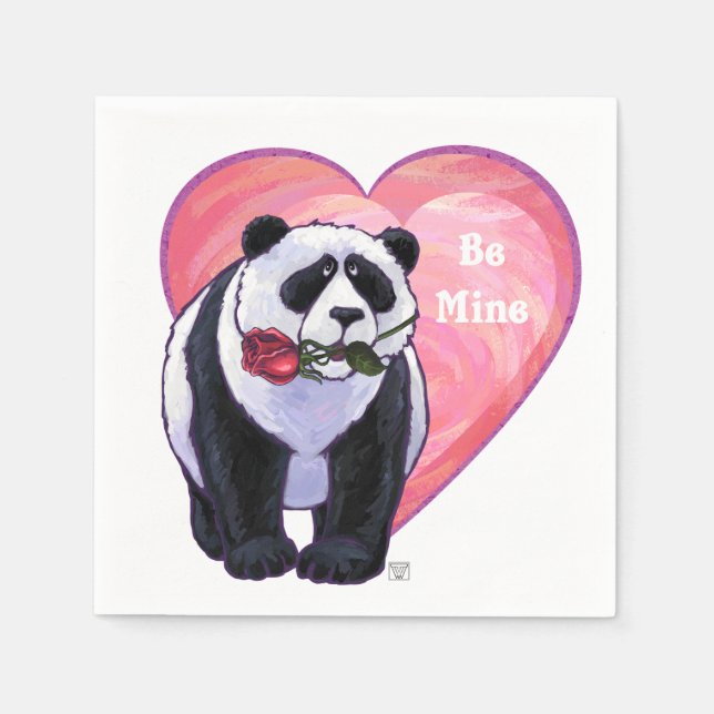 Panda Bear Valentine's Day Serviette (Vorderseite)