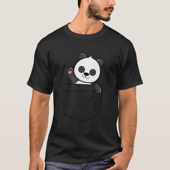 Panda Bear Waving In A Pocket Pocket Panda Bear T-Shirt (Vorderseite)