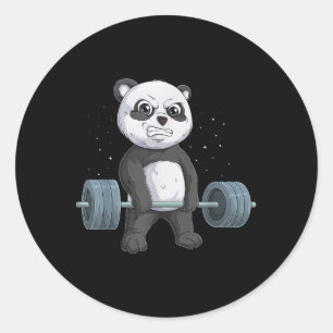 Panda Bear Weightlift Fitness Gym Runder Aufkleber