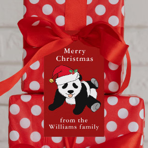 Panda Bear Weihnachten Niedlich Personalisiert Red Geschenkanhänger