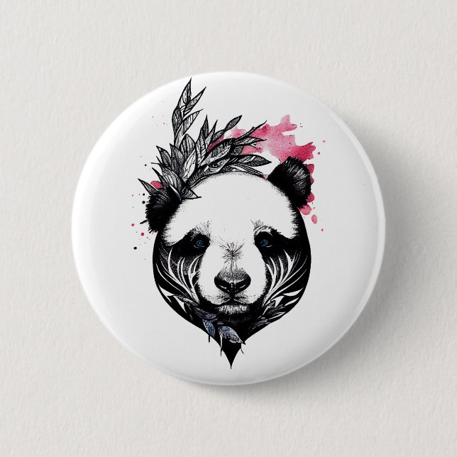 Panda Bear Wild Animal Nature Illustration Art Button (Vorderseite)