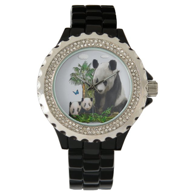 Panda Bears Armbanduhr (Vorderseite)