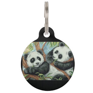 Panda Bears auf einem Pet-Tag Haustiermarke