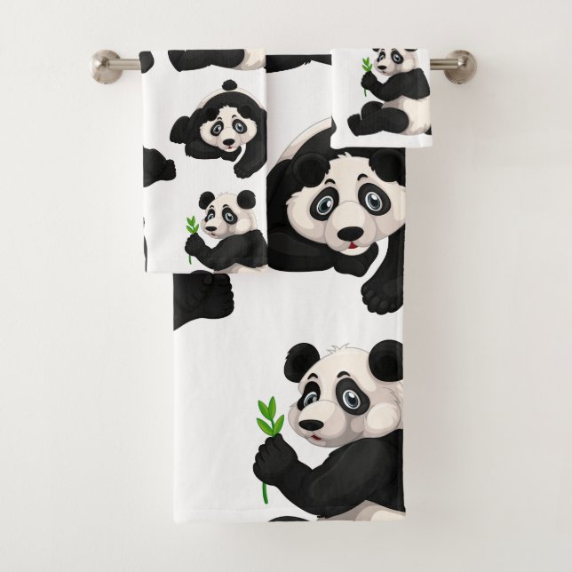 Panda Bears Badezimmer Handtuchhandtuch Set (Insitu)