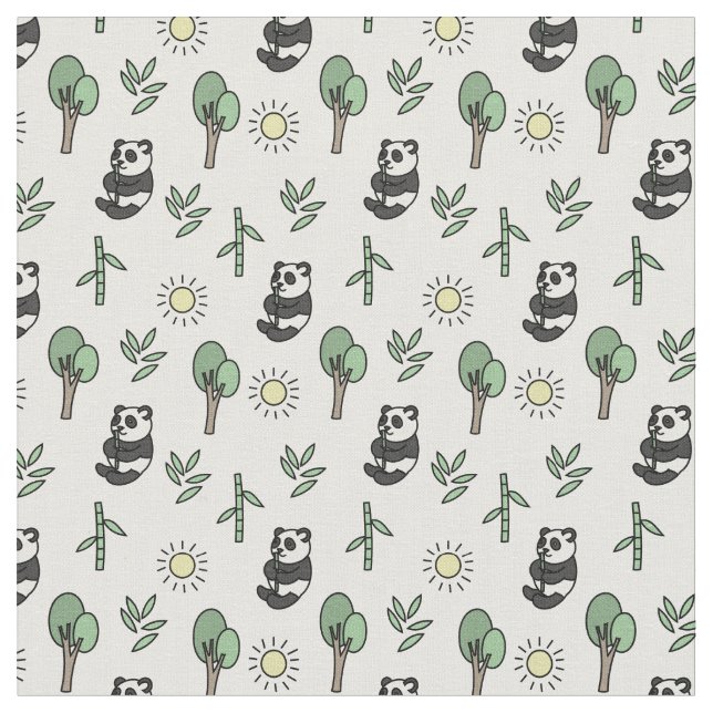 Panda Bears & Bamboo Muster Stoff (Nahaufnahme)
