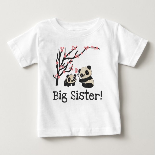 Panda Bears Big Sister Baby T-shirt (Vorderseite)