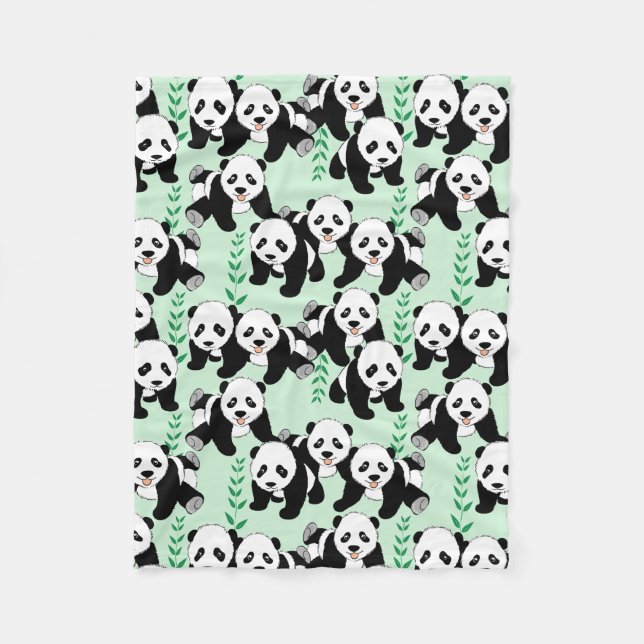 Panda Bears Grafisches Muster Fleecedecke (Vorderseite)