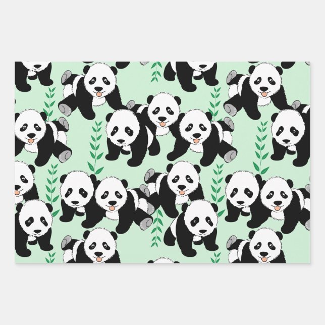 Panda Bears Graphic Geschenkpapier Set (Vorderseite)