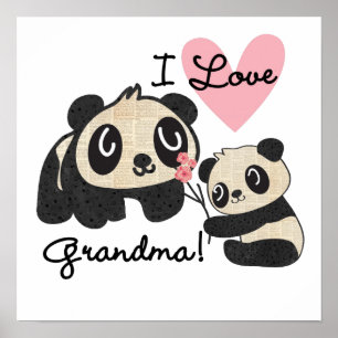 Panda Bears I Liebe Oma Poster