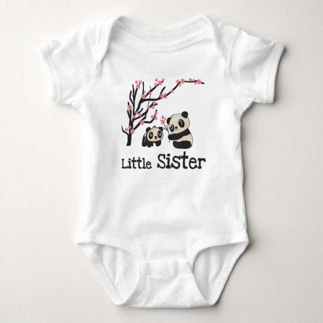 Panda Bears Little Sister Baby Strampler (Vorderseite)