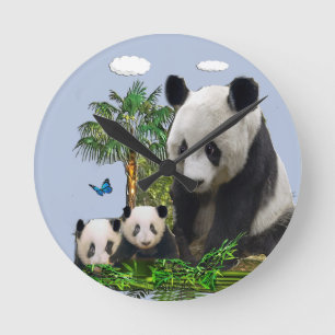 Panda Bears Runde Wanduhr