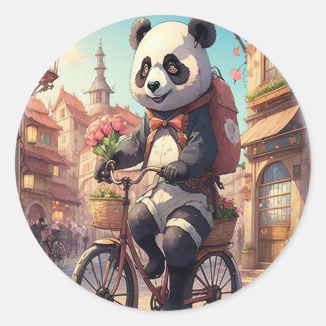 Panda Bears Runder Aufkleber (Vorderseite)