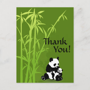 Panda Bears und Bamboo Danke, Postcard Postkarte