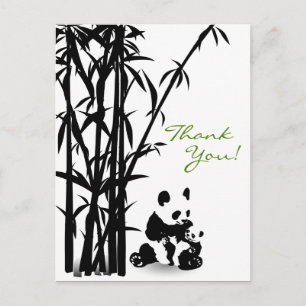 Panda Bears und Bamboo Danke, Postcard Postkarte