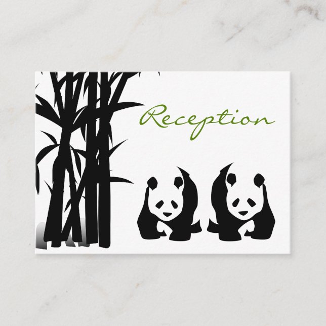 Panda Bears und Bamboo Hochzeitskarten Begleitkarte (Vorderseite)