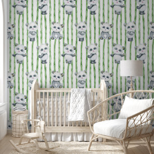 Panda Bears und Bamboo Kinderzimmer Tapete