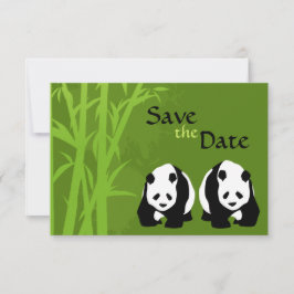 Panda Bears und Bamboo Wedding retten das Datum Einladung