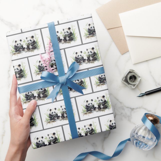 Panda Bears Watercolor Geschenkpapier (Schenken)