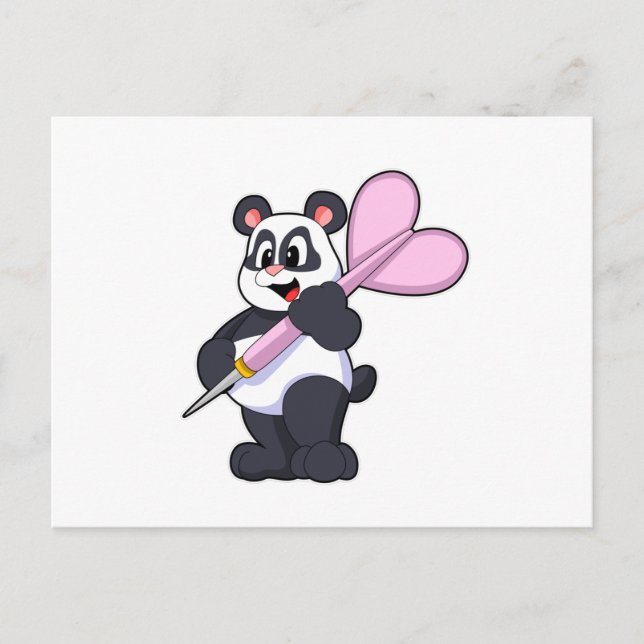 Panda bei Darts mit Dart Postkarte (Vorderseite)