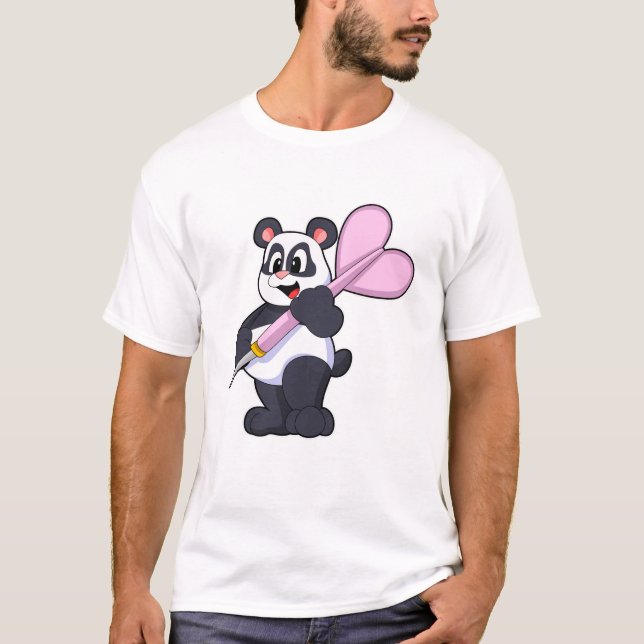 Panda bei Darts mit Dart T-Shirt (Vorderseite)