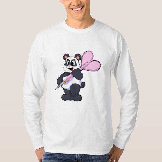 Panda bei Darts mit Dart T-Shirt (Vorderseite)