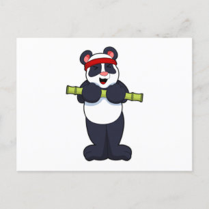 Panda bei der Arbeit mit Bambogewicht Postkarte