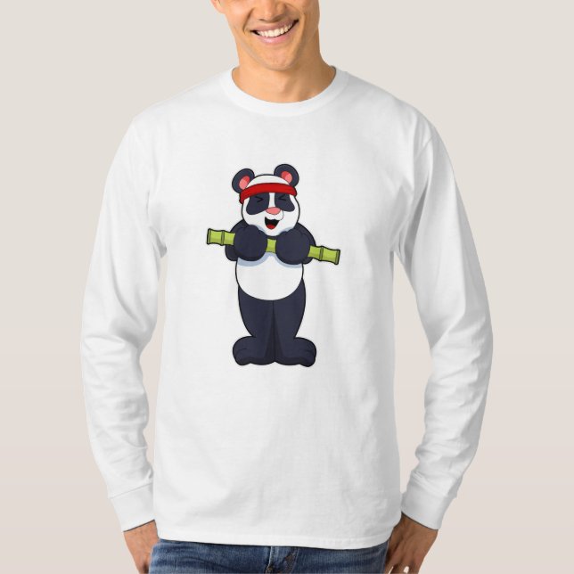 Panda bei der Arbeit mit Bamboo-Gewicht T-Shirt (Vorderseite)