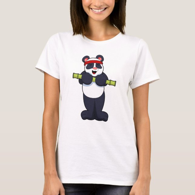 Panda bei der Arbeit mit Bamboo-Gewicht T-Shirt (Vorderseite)