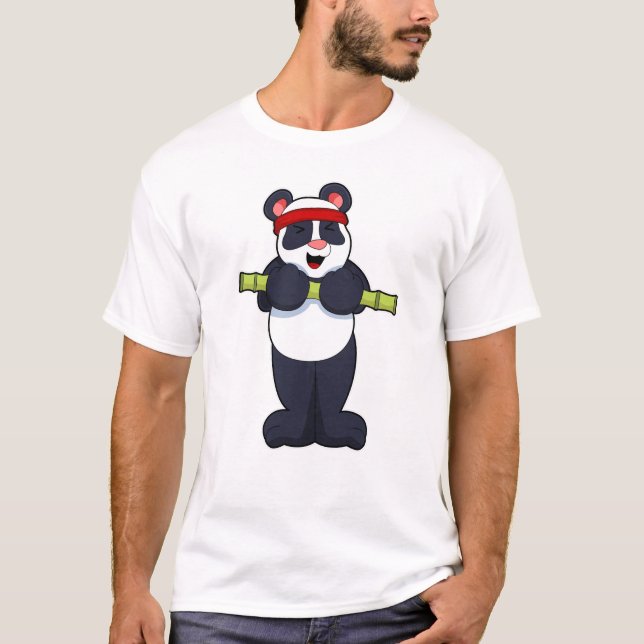 Panda bei der Arbeit mit Bamboo-Gewicht T-Shirt (Vorderseite)