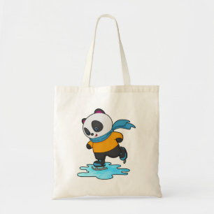 Panda bei Ice Skaten mit Ice Skate & Scarf Tragetasche