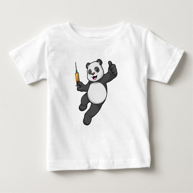Panda bei Impfung mit Spritze Baby T-shirt (Vorderseite)
