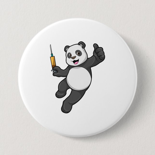 Panda bei Impfung mit Spritze Button (Vorderseite)
