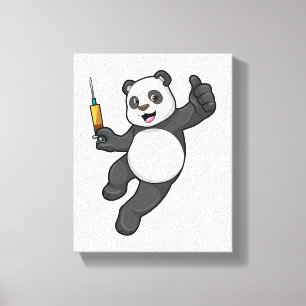 Panda bei Impfung mit Spritze Leinwanddruck