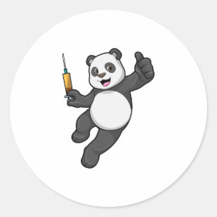 Panda bei Impfung mit Spritze Runder Aufkleber