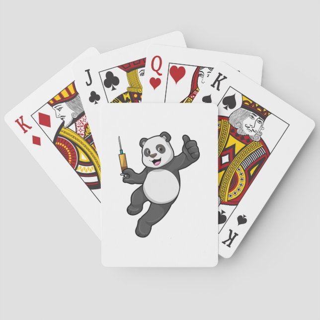 Panda bei Impfung mit Spritze Spielkarten (Rückseite)