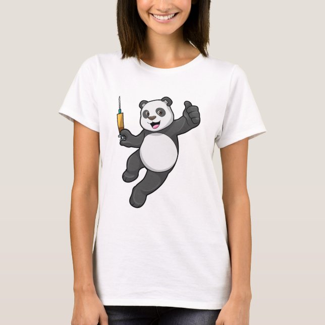 Panda bei Impfung mit Spritze T-Shirt (Vorderseite)
