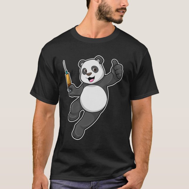 Panda bei Impfung mit Spritze T-Shirt (Vorderseite)