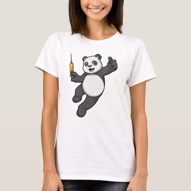 Panda bei Impfung mit Spritze T-Shirt (Vorderseite)
