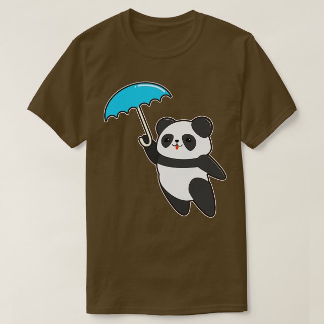 Panda bei Regen mit Regenschirm 2 T-Shirt (Design vorne)