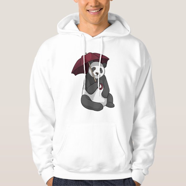 Panda bei Regen mit Regenschirm Hoodie (Vorderseite)