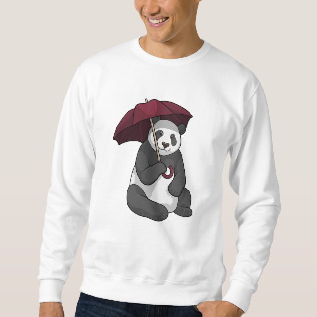 Panda bei Regen mit Regenschirm Sweatshirt (Vorderseite)