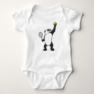 Panda bei Tennis mit Tennisschläger Baby Strampler